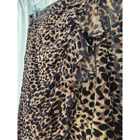 Rachel Zoe Pencil Skirt Women's M Animal Print Burnout Velvet New Mobwives Brown - Picture 6 of 9